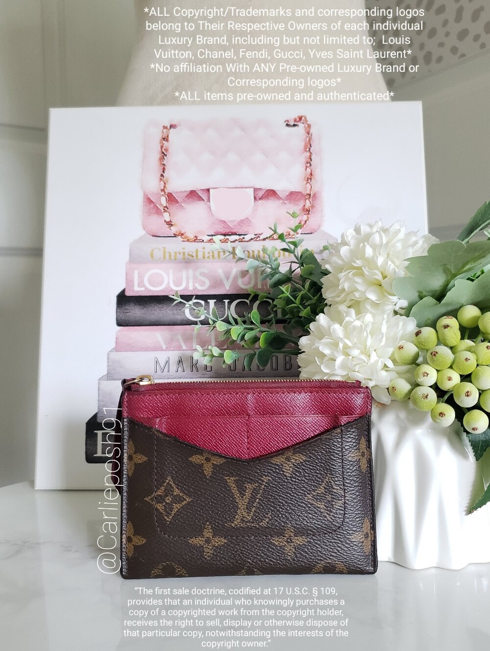 Authentic Pre-owned Louis Vuitton Monogram Canvas Zipped Card Holder Fuchsia - Picture 3 of 15